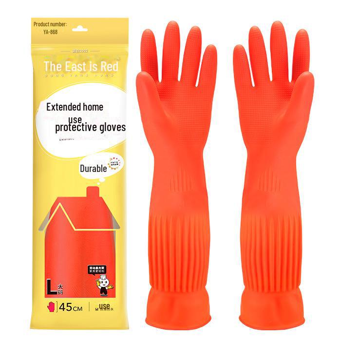 Anti-Slip Acid & Alkali Resistant Thickened Rubber Gloves for Industrial Use, Car Wash, and Dishwashing