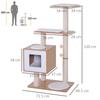 Cat Scratching Post Height 120cm with Kennel, Platforms and Sisal Toys, MDF 71.5x49.5x120cm Wood, White