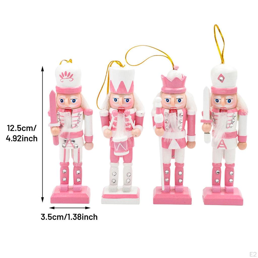 4 Pieces Nutcracker Soldier Figurine Sculptures Photo Props Pendant Figures Toy for Home