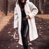 Winter Plush Hooded Long Coat Women Solid Color Long Sleeve Autumn Single Button