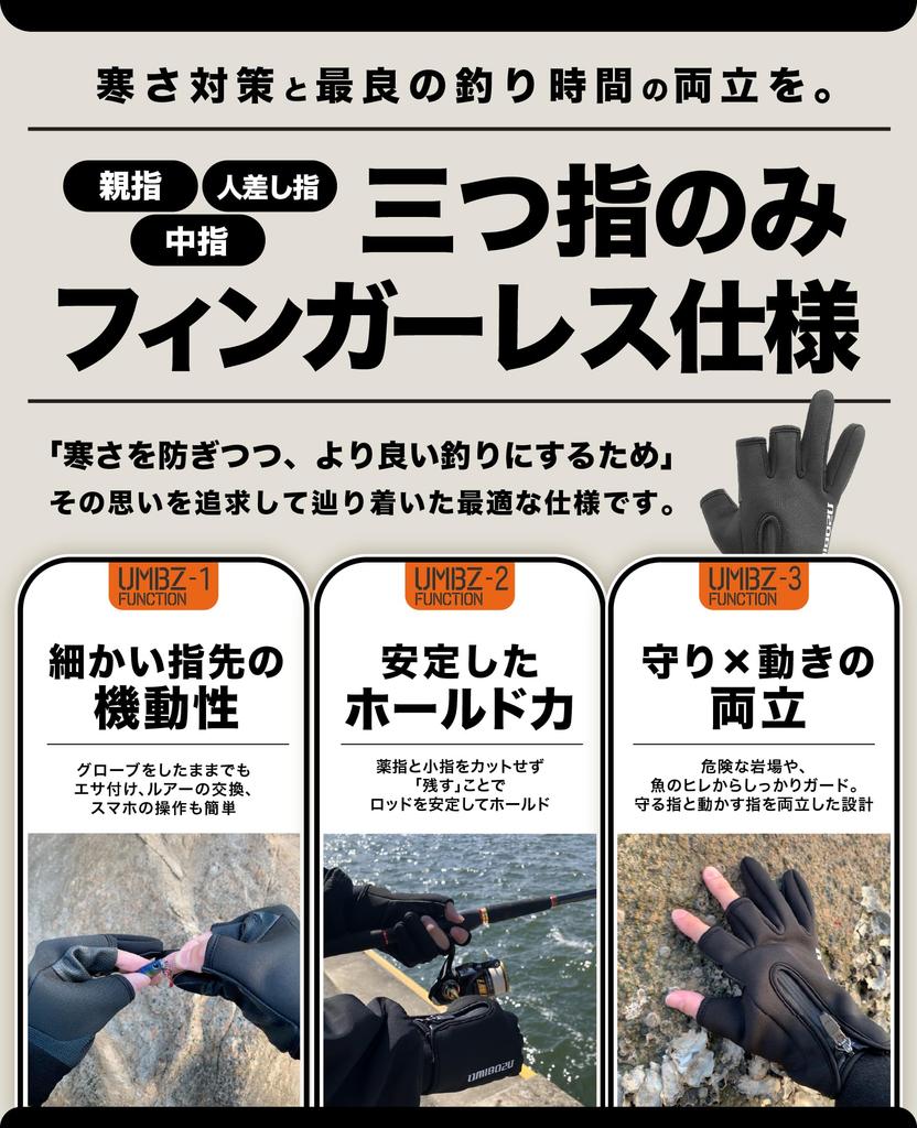 Umibozu Fishing Winter YKK Waterproof Fleece Lining Gloves, Warmth, Zipper, (Size M, Navy)