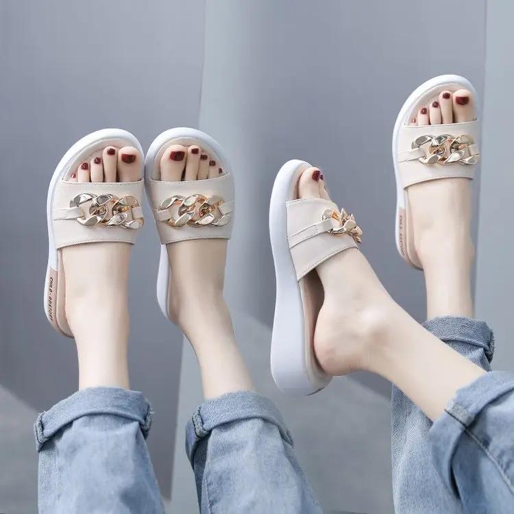 Sandals Ladies Flat Heel Platform Sandals Ladies Candy Color Casual Slippers Ladies Shoes Sandalias De Las Mujeres 2024