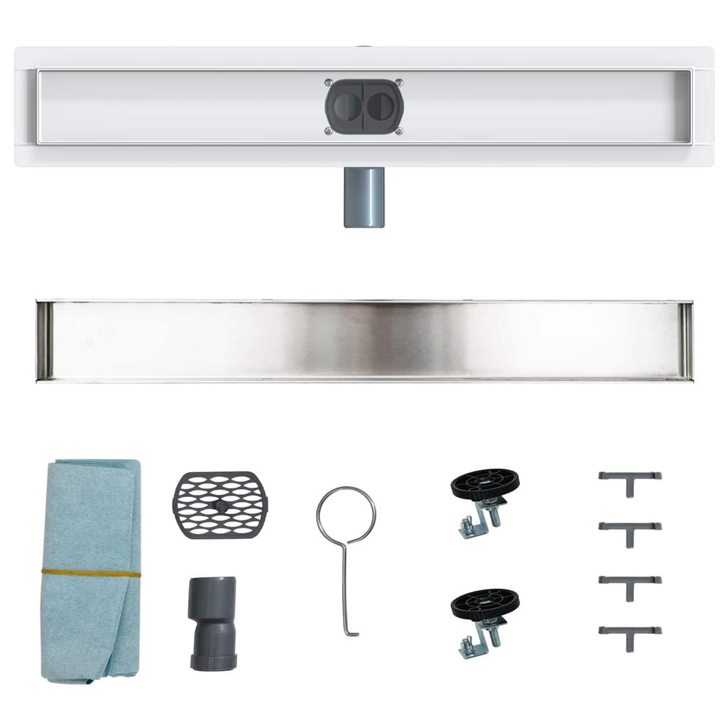 2 in 1 Shower Drain with 360 degrees Siphon Silver 60 cm Stainless Steel 304