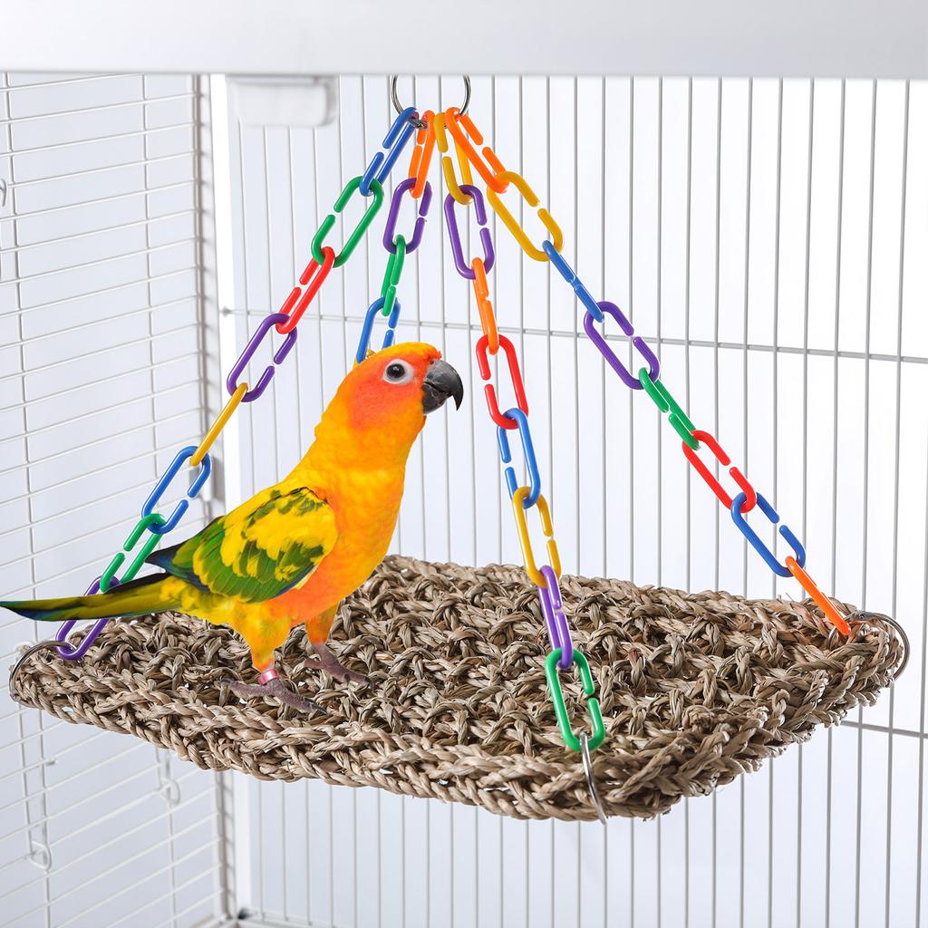 Durability Grass Bird Hammock Bird Rope Net Woven Parrots Platform Bird Toy for Pet Owners Of Parakeets