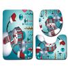 4pcs Shower Christmas Curtain Toilet Cushion Set Cover Mat Pad Rug Xmas Bathroom