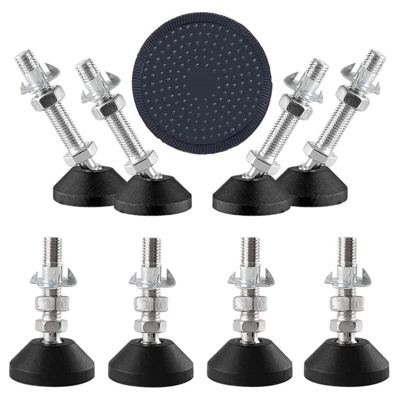 

8Pcs/Set M8 Thread Furniture Foot Nylon + Carbon Steel Adjustable Leveling Feet Glide Pad A