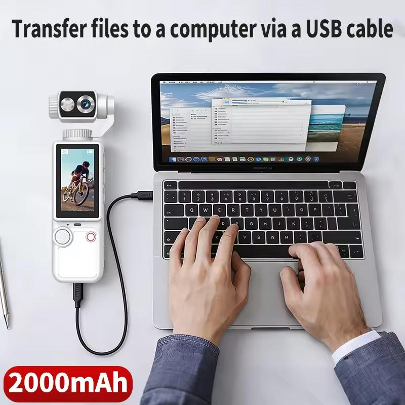 4K Handheld Sports Pocket Camera Display 180° Rotatable WiFi Wireless Video Recorder Built-in Fill Light Motion Camera 2000mAh