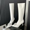 Eilyken Winter Street Style Pointed Toe Woman Knee-High Boots Sexy Crystal Zipper Thin High Heels Long Booties Shoes