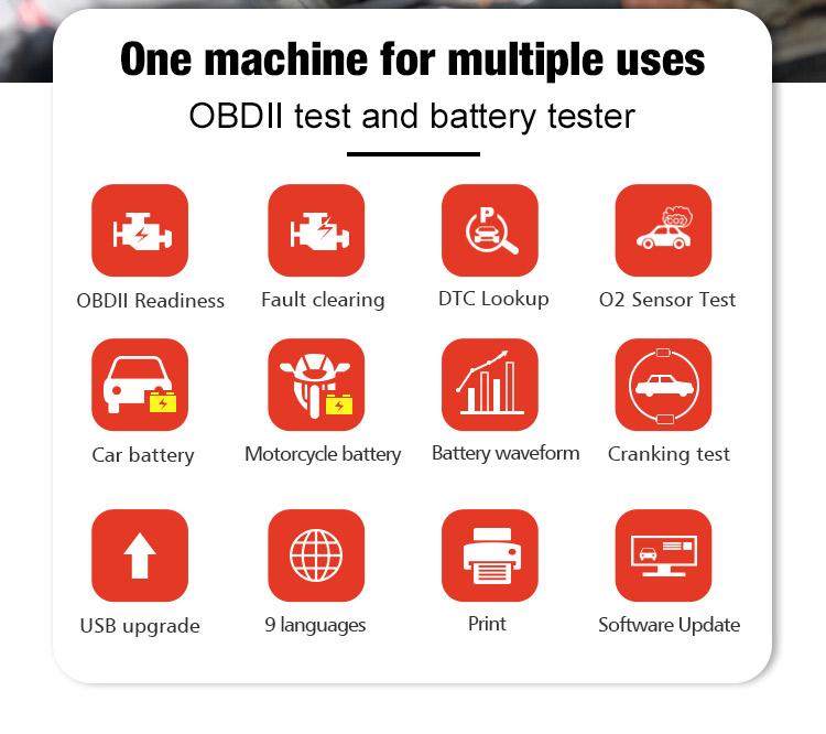 Diagnostic meter OBD2 scanner battery tester Konnwei KW870