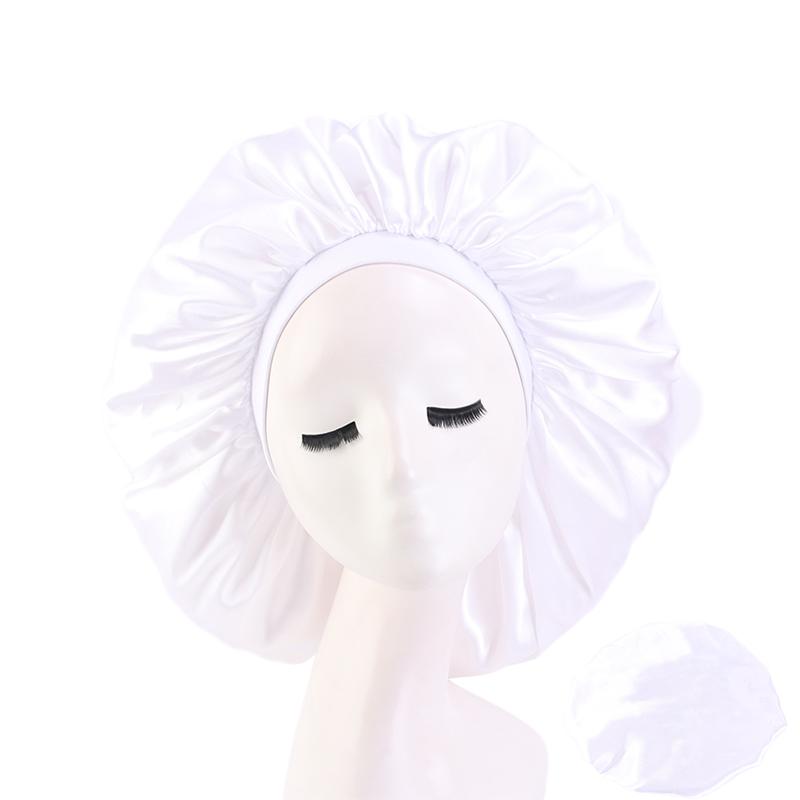 New Women Extra Large Satin Sleep Cap Silky Bonnet Daily Cap Protect Hair Treatment Hat Curly Springy Hair Big Size Head Cover