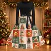 Women's Casual Christmas Print Long Sleeve Round Neck Slim Fit Flared Party Dress