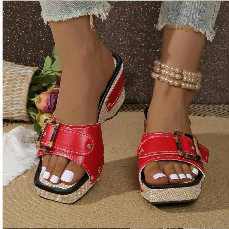 Women's Studded Platform Wedge Sandals, Plus Size Open Toe Casual Summer Outdoor Comfortable Daily Footwear