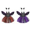 Kids Girls Bat Costume Halloween Vampires Cosplay Costume Set Bat Wing Tutus Dress Bat Wing Headband Dressing Up Party