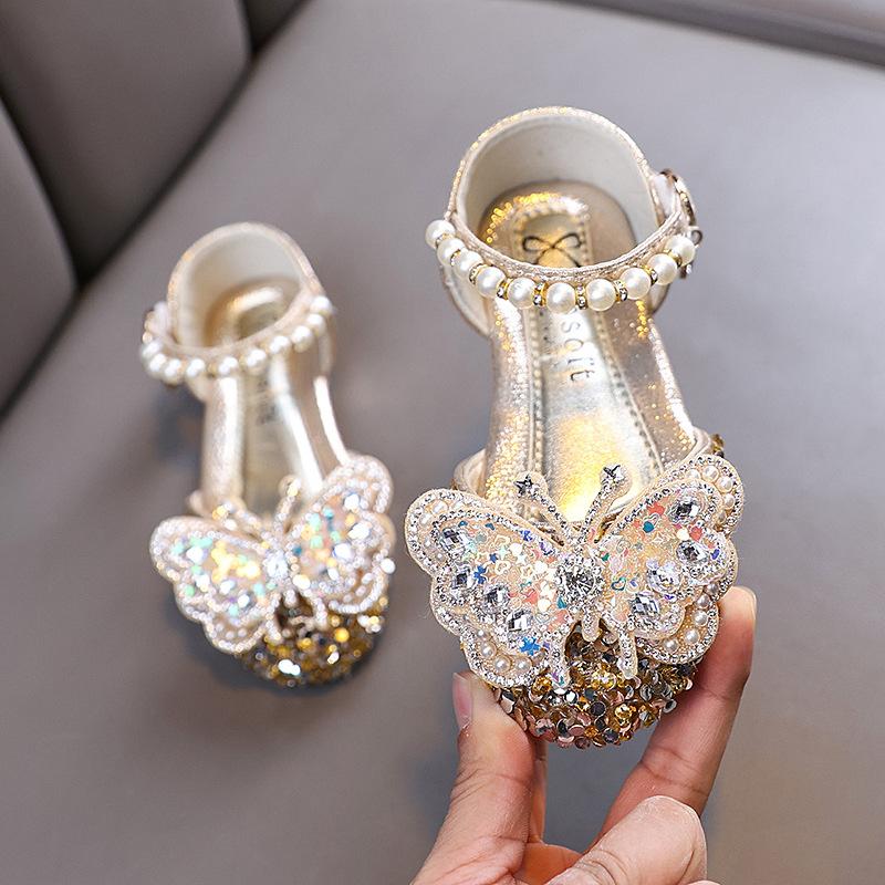 

Spring-autumn new style ladylike baby girl girls princess rhinestone flat shoes, leather shoes, dance performance shoes 36 золотий