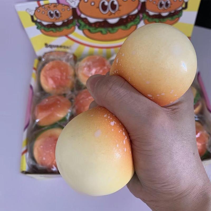 1Piece Squishy Hamburger Stress Sphere  Tactile Plaything Stress & Anxiety Relief Toys Pinch Decompression Toy For Adult