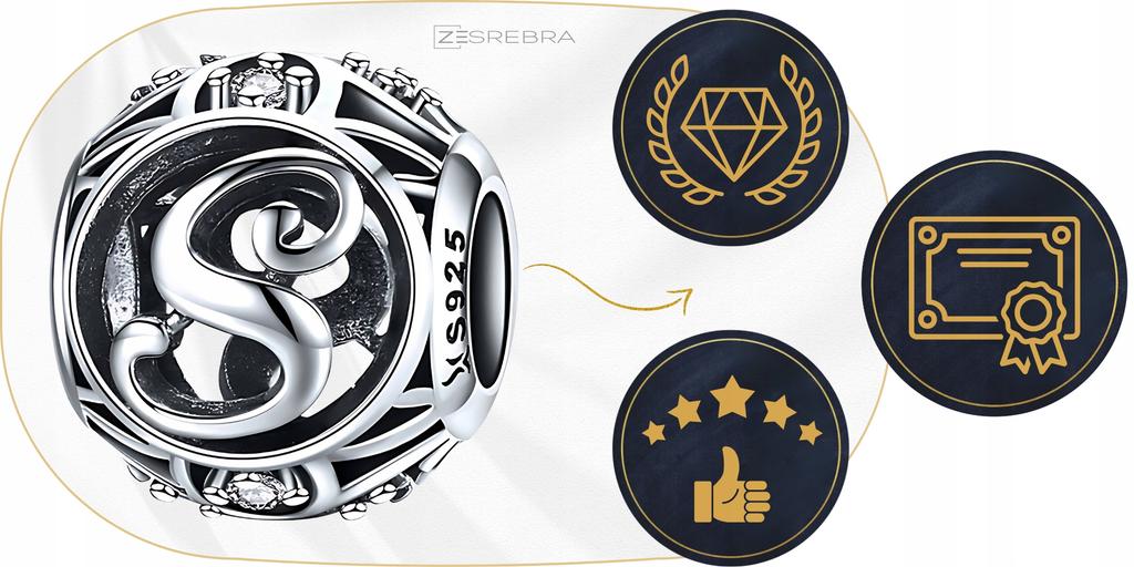 Charms Letter S S925 Bead Beads Openwork Zircons Openwork Letter