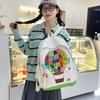Student Cartoon Schoolbag Letter Print Backpack