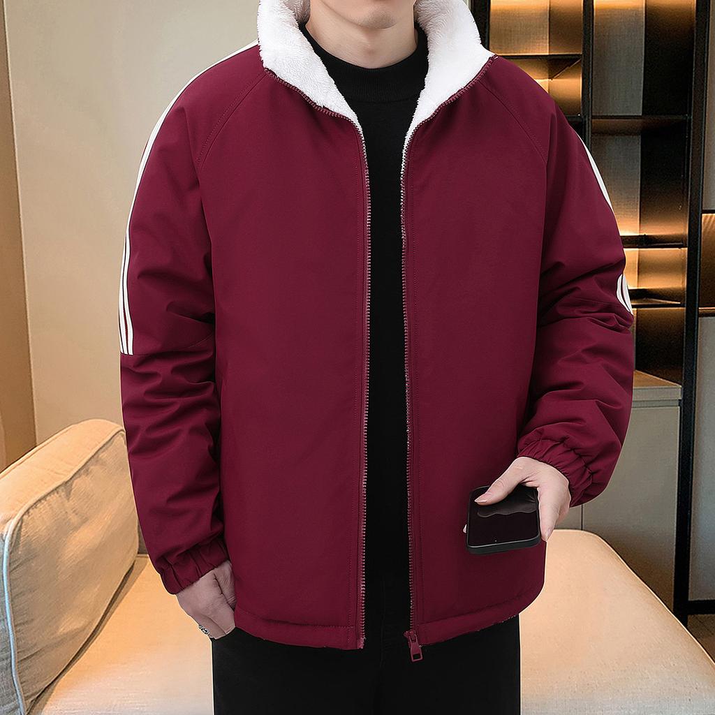 Thickened Cotton Coat Men's Jacket Top Lamb Velvet Windproof Outdoor Sports and Casual Korean Version