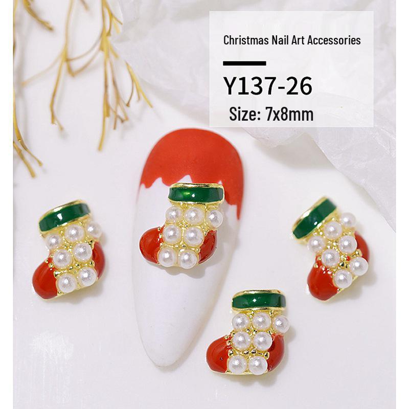Christmas Alloy Nail Art Decor: Cartoon Santa, Bells, Reindeer, Snowflakes & Rhinestone Accessories