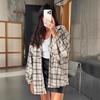 Frühling und Sommer klassisches Retro-Karopartiehemd Damen locker Streetstyle Karopartie Oberteil Freizeit Damenbekleidung