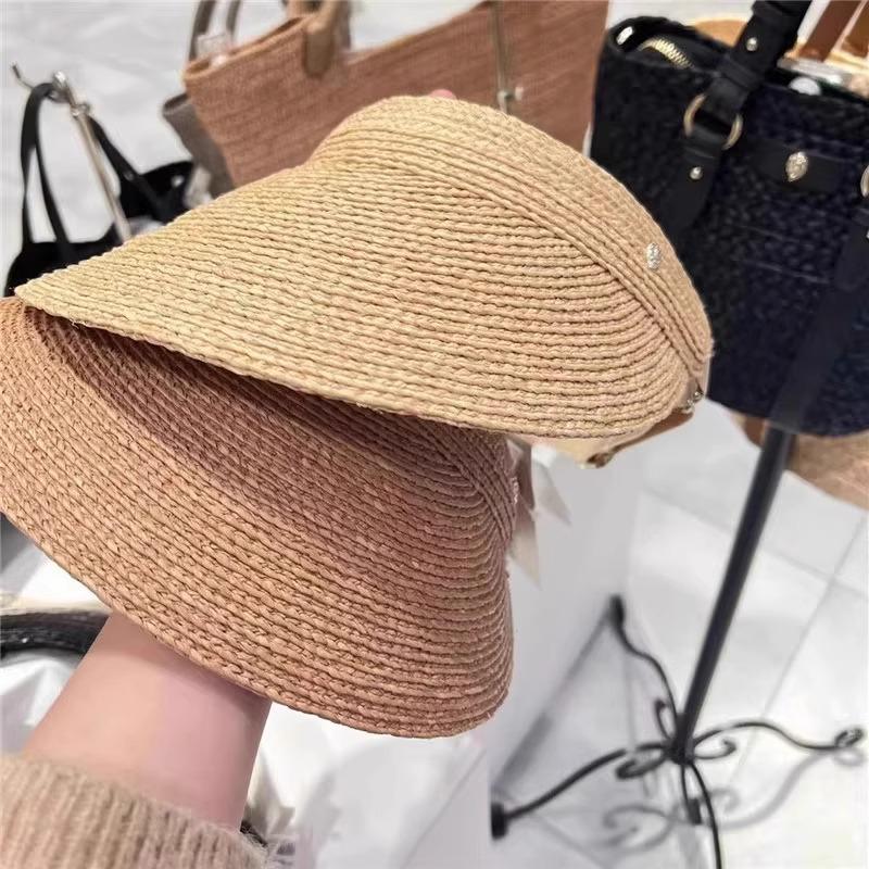 Sun Protection Hat Summer Large Brim Empty Roof Sun Hat Lafite Grass Versatile Casual Topless Beach Sun Straw Hat Women
