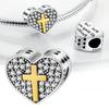 Charms Platayellow Crucifix Heart-Shaped Zircon Beads Fit Originalbracelets Charms For Women Jewelry Diy Making Gifts