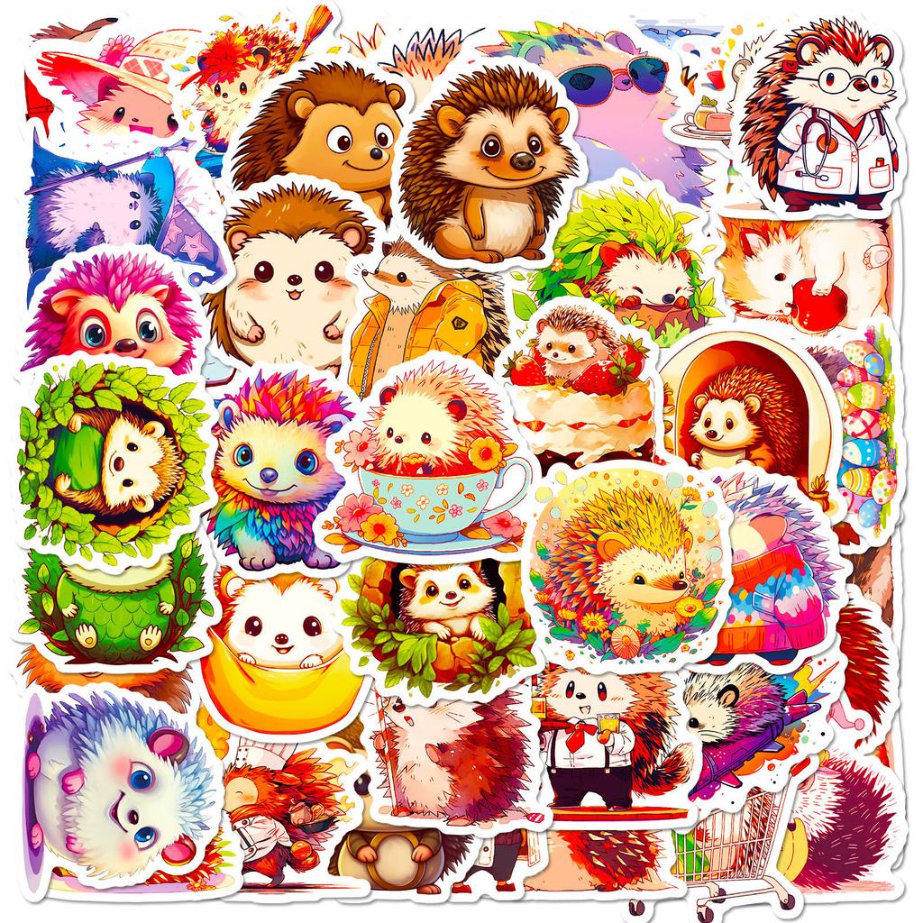 50 Little Hedgehog Stickers Cartoon Cute Animal Graffiti Stickers Diy Skateboard Mobile Phone Luggage Stickers