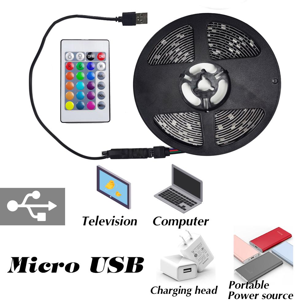 5M USB LED Strip Lights with 24-Key Remote – RGB Backlighting for TV, Keyboard & Home Decor