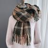 Farbiges Karomuster Quadrat Quaste Imitation Kaschmir Schal Damen Winter Warm Mode Außen Schal Schal