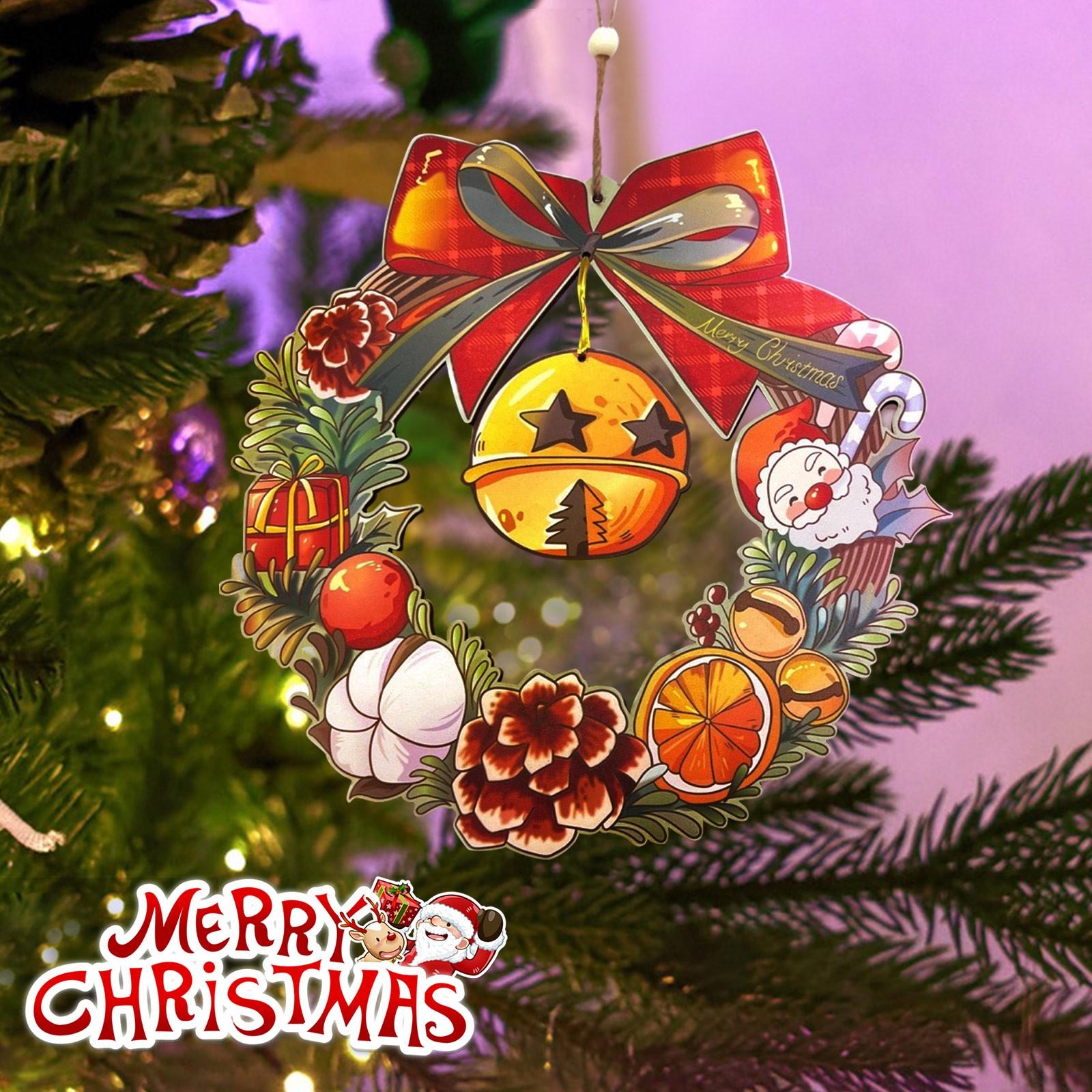 

2D рождественские деревянные украшения подвески креативные мультяшные деревянные поделки рождественская елка подвеска One Size