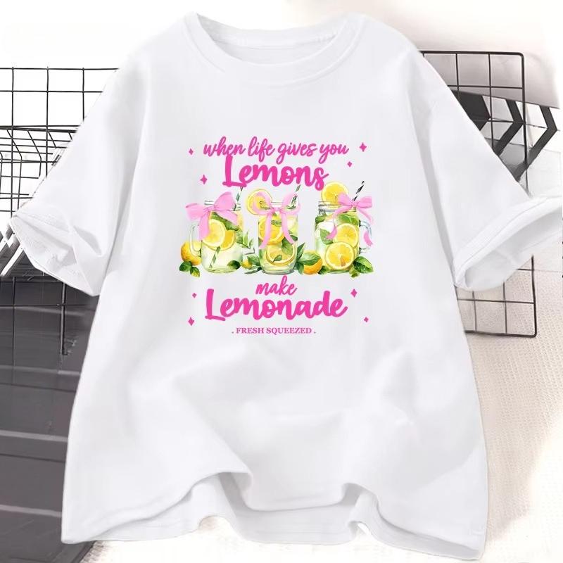 When Life Gives You Lemons Bedruikt T-shirt Dames Grappig Maak Limonade T-shirt Retro Katoen Korte Mouw Ronde Hals Dameskleding