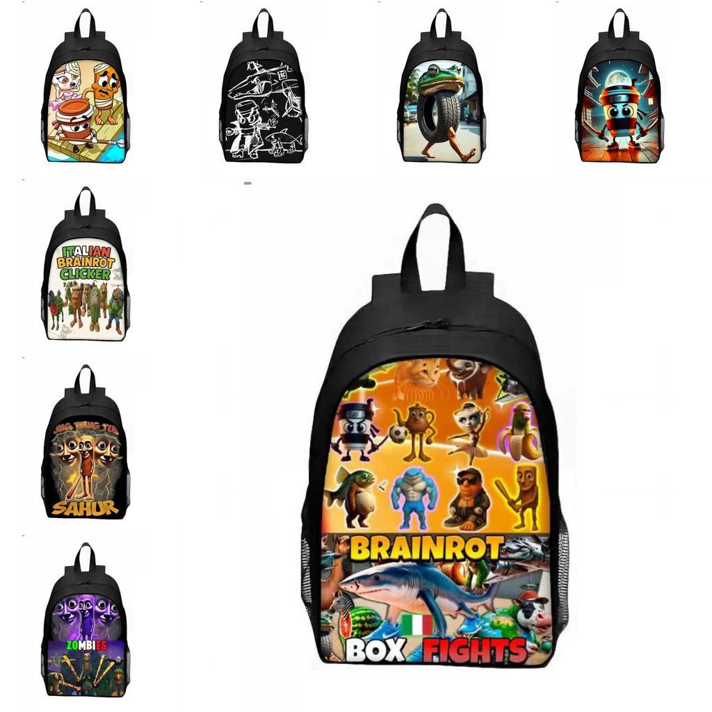 Al Italian Brainrot Pattern Backpack Breathable Student Schoolbag Gift Casual