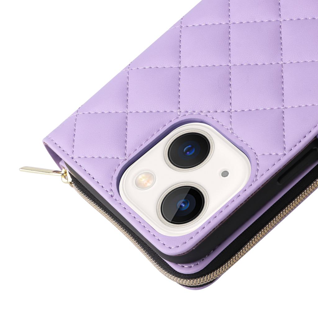 For iPhone 13 mini Case Leather Zipper Pouch Wallet Crossbody Phone Cover