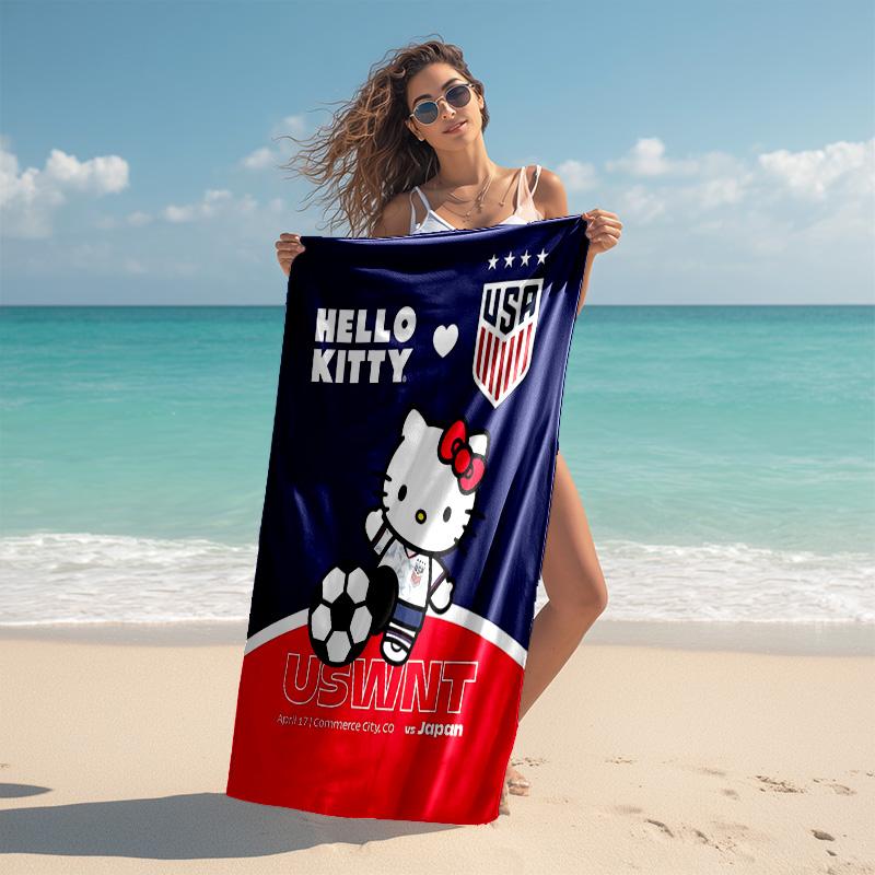 1pc Kitty Soccer Match Cartoon Quick Dry Microfiber Bath Towel for Swimming Surfing Camping Unisex Holiday. SJT7201194