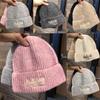 Winter Knitted Hat For Women With Embroidered Letters Fashionable Warmth For Cold Season
