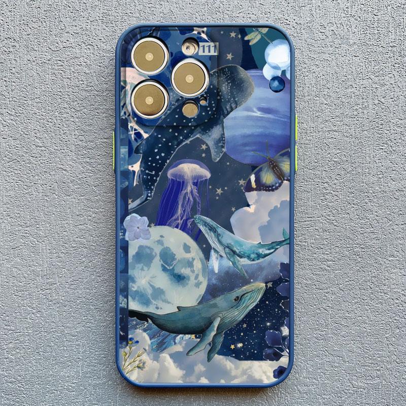 Ocean Whale Shark Swimming Phone Case Cover For iPhone 16 15 14 Plus Pro Max SE2 7 8 Plus XR XS X 11 12 13 Mini Pro Max Shells