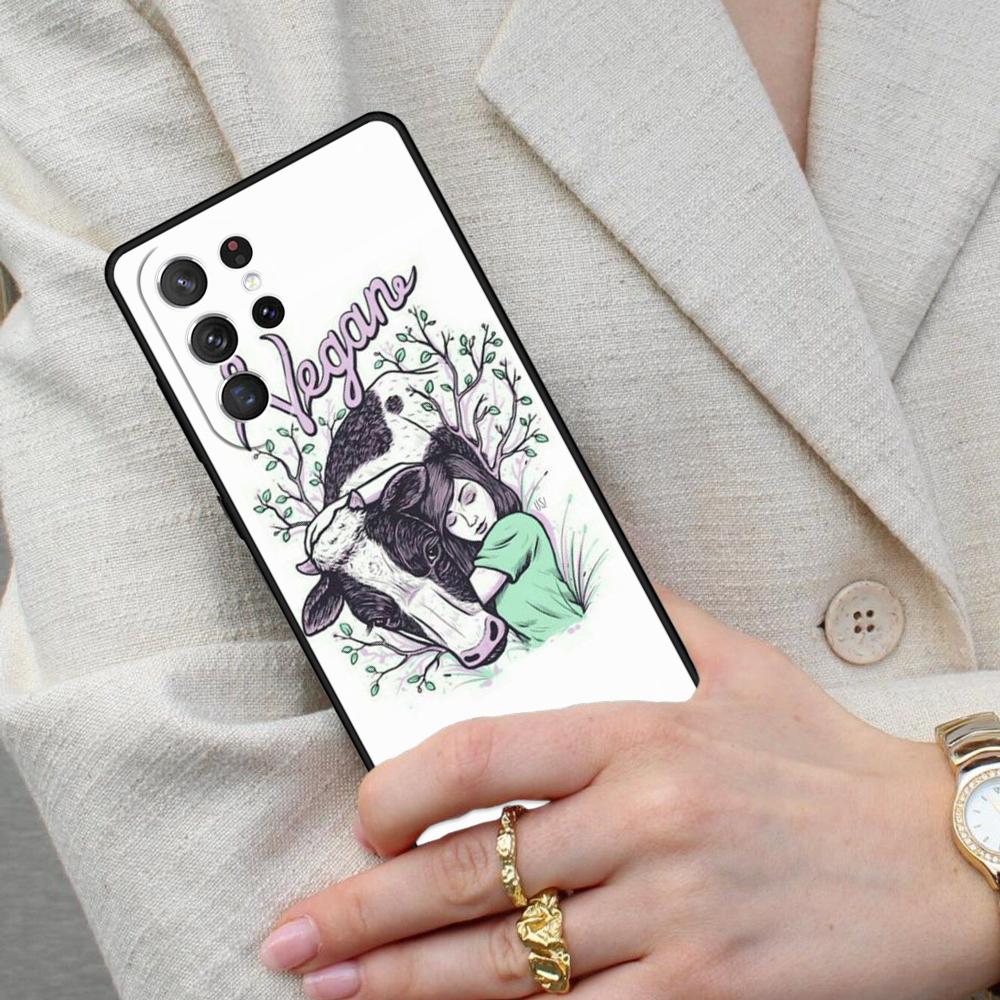Eat Fruit Not Friends Vegan Quote Cell Phone Case for Samsung Galaxy S26 Ultra S25 S24 S23 S22 S21 S20 Note10 Cover