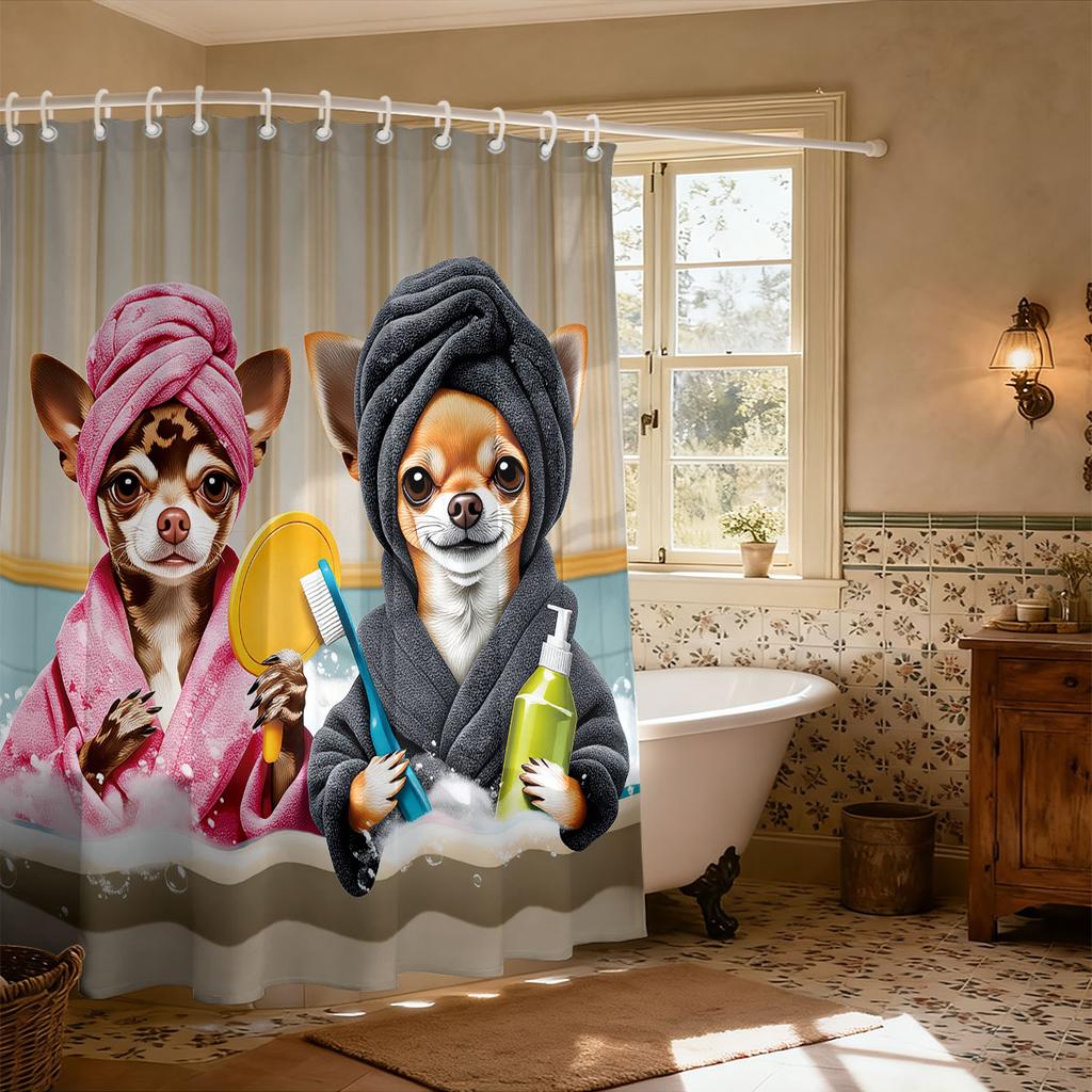 1Pc Funny Animal Shower Print Waterproof Shower Curtain Multiple Sizes Partitions Privacy Hanging Curtain Fashionable Decoration