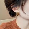 Maillard Ombre Round Hong Kong Style Women's Earrings: 2023 Autumn/Winter Light Luxury High-End Studs