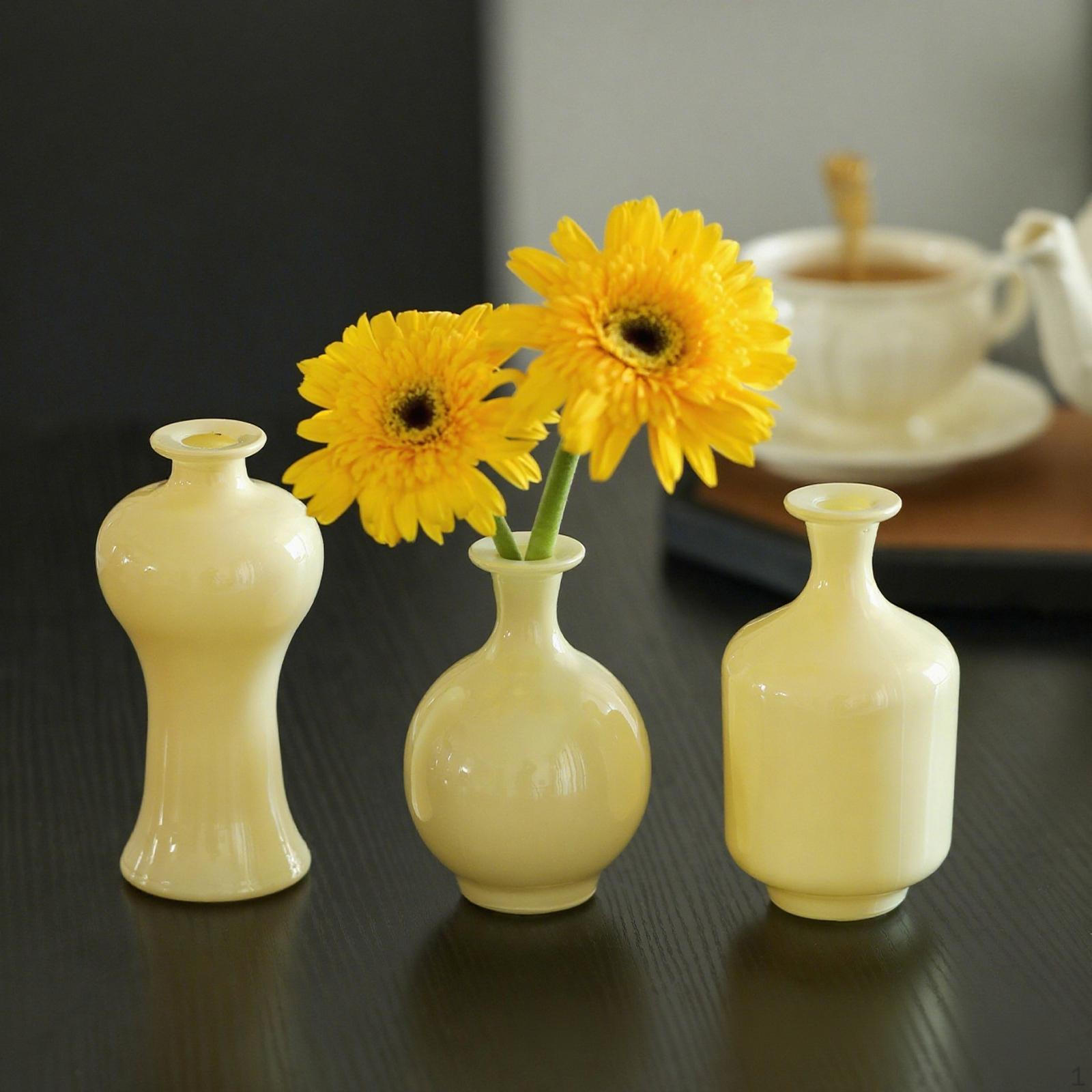 

Набор из 3 стеклянных ваз-бутоньерок, настольная ваза, мини, современный свадебный декор, настольные центральные элементы жёлтый