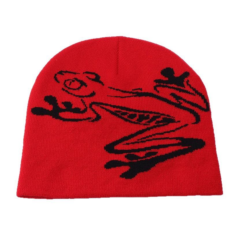 Knitted Hat Niche Design Frog Jacquard Cover Ear Protector Cold Hat Autumn and Winter Warm Hip Hop Wool Hat