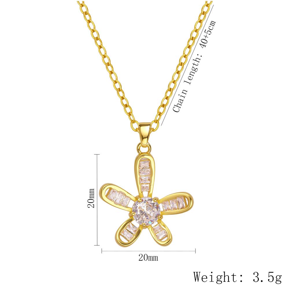 Koreanischer Zirkon Schmetterling Halskettenanhänger Damen Exquisites Kleeblatt Blume Design Nischenstil Schmuck Perfektes Geschenk