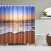 Customized Blue Sky Beach Shower Curtain Modern Scenery Print Bathroom 3D Blackout Curtain Large 180x200cm for Bathroom Cortina