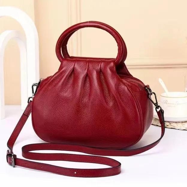 

100% cowhide High Quality Leather Women Crossbody Shoulder Bag Luxury Solid color Cow Leather Handbags Female Messenger Tote Sac 26X11X21