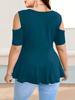 V-Neck Off-Shoulder Strap Short-Sleeve Plain Women's T-Shirt Top
