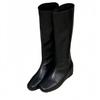 Two wear wide tube high boots square head low heel boots 2025 autumn new versatile women's shoes