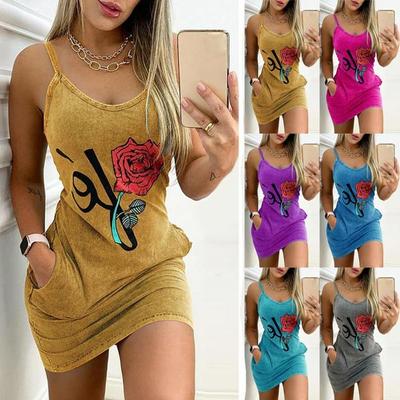 Spaghetti Strap Sleeveless Tank Top Dress Womens Summer Loose T Shirt Dresses