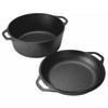 2 In 1 Cast Iron Dutch Oven with Skillet Lid Dutch Oven Pot Skillet Cookware Pan Set for Bread Frying Baking