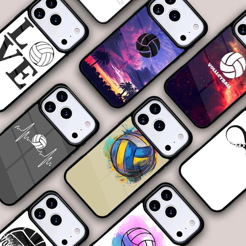 Sport Liebe Volleyball Handyhülle Für IPhone 17 16e 15 14 13 12 11 Pro Max Air Mini Weiche Schutzhülle