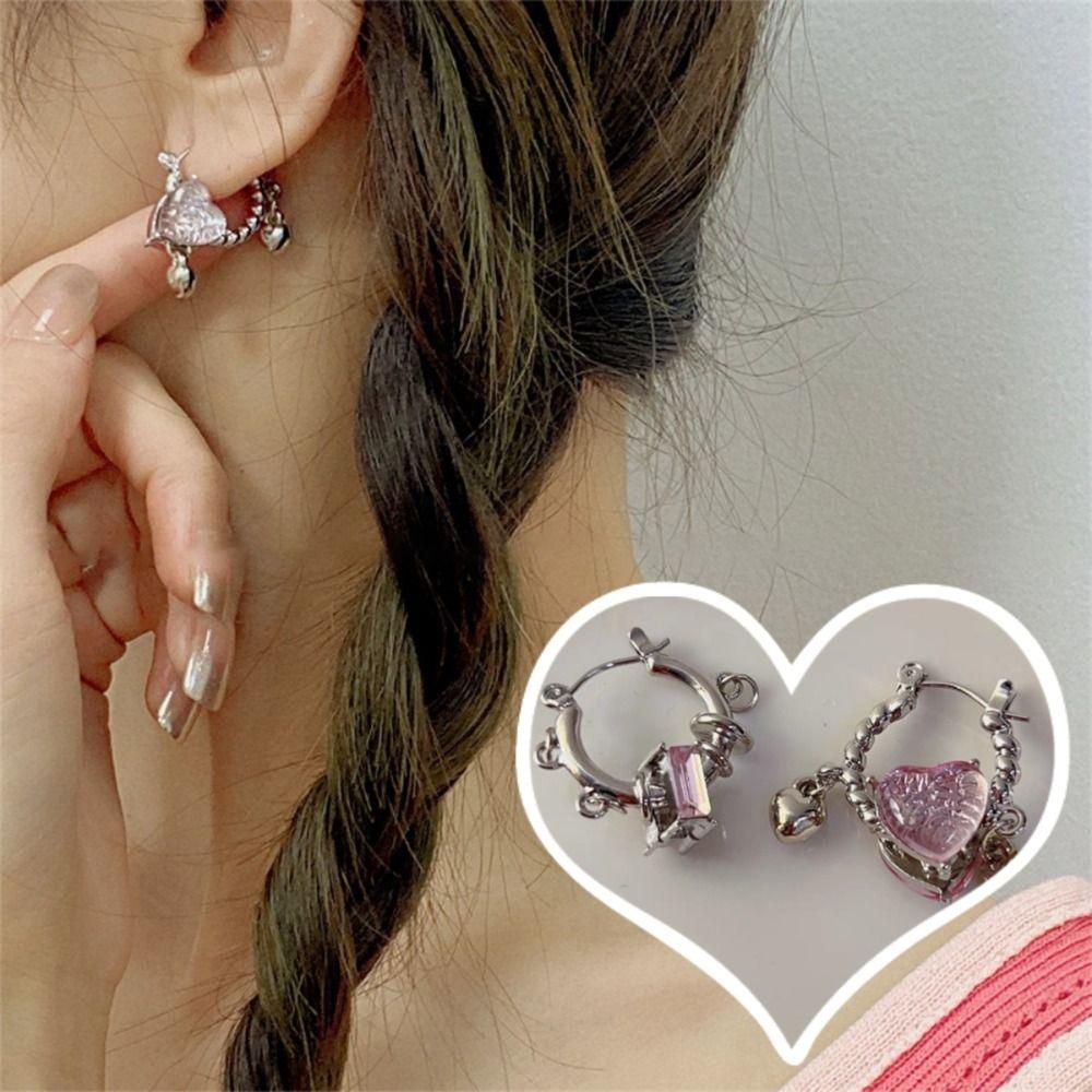 Sweet Cool Asymmetric Ear Hoop Trendy Design Girl Stud Earrings for Women Girls